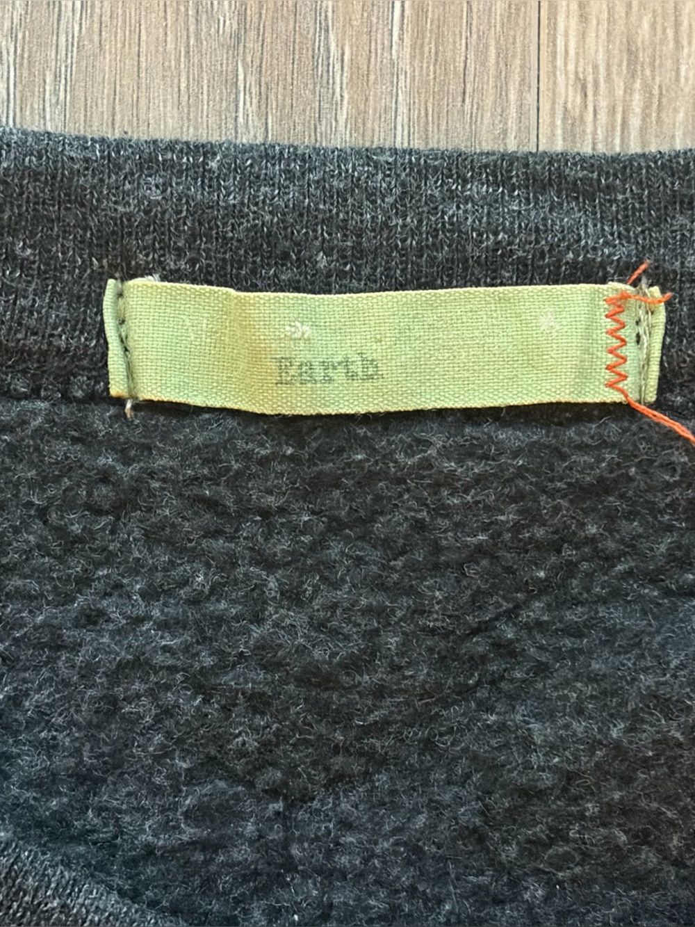 Earth Charcoal Crewneck Sweatshirt with White "hello" Script - Picture 4 of 5